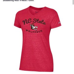 NC State Wolfpack Champion Triumph Scarlet Slobbering Wolf V-Neck T-Shirt